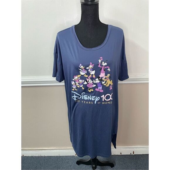 Disney 100 Mickey and Friends Blue Sleepwear Shirt/ Gown Size X-Large - Picture 1 of 11